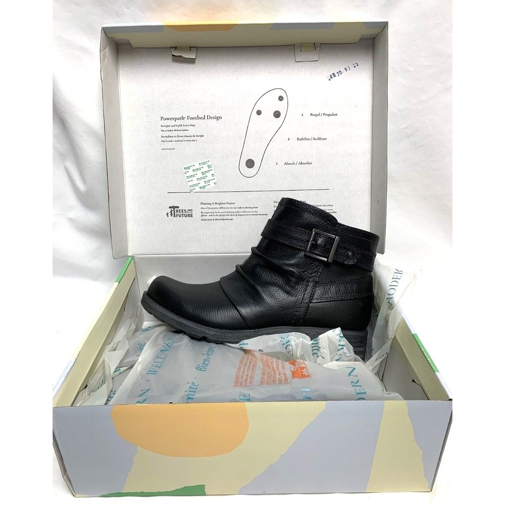 NIB Womens Earth Origins Randi Robby Wide Black Leather Ankle Boots SideZip 10 W - Picture 2 of 16